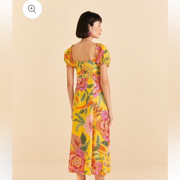 Farm Rio MACAW BLOOM YELLOW MIDI
DRESS Large - Picture 3 of 7